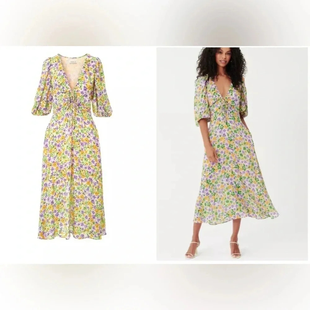 Nicholas Danielle Whistledown Floral dress Purple Yellow White Size 6 $395